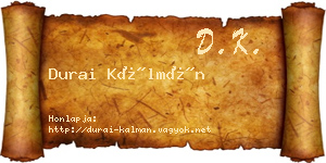 Durai Kálmán névjegykártya